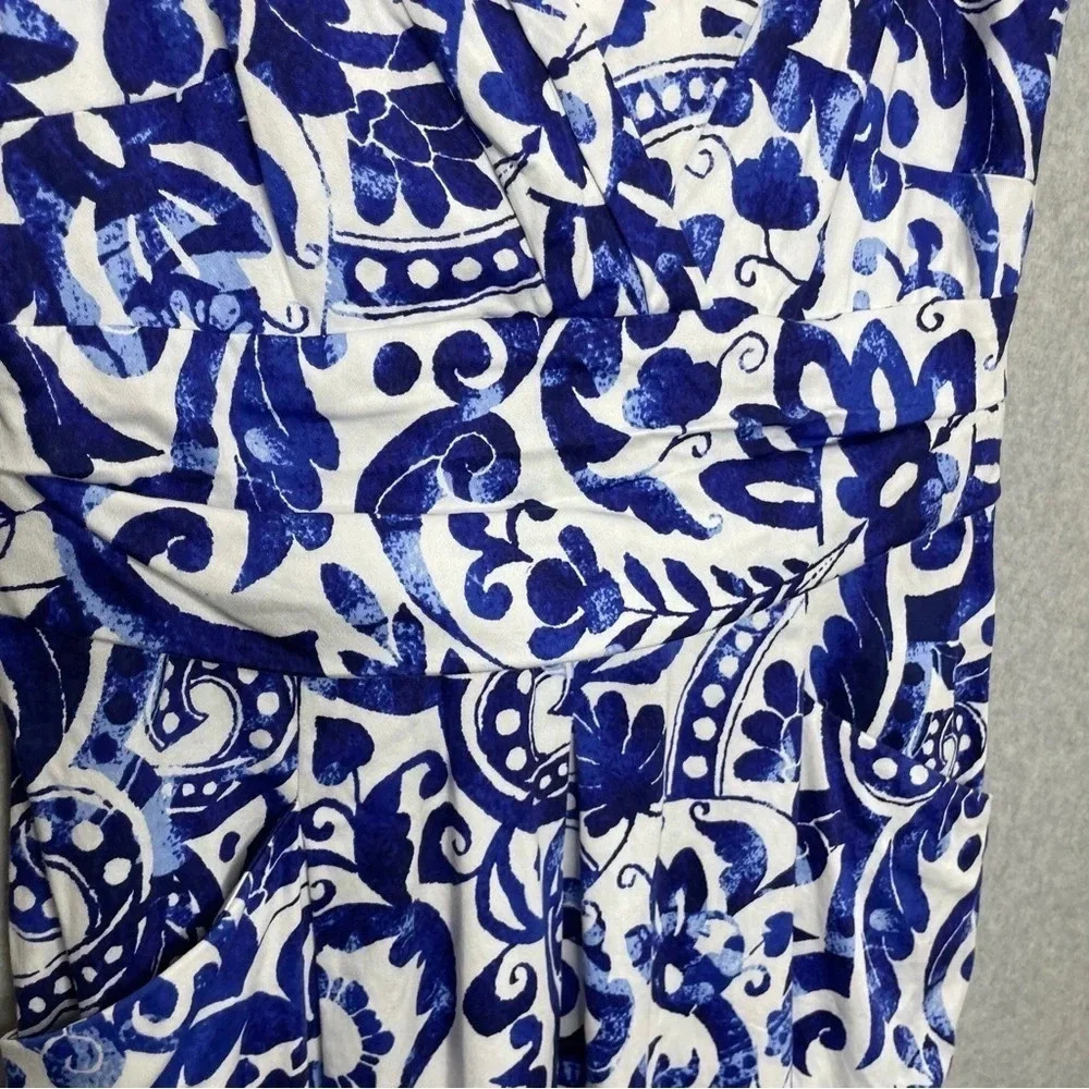 Lauren Ralph Lauren Empire Waist Dress V Neck Blue Floral Printed - Picture 2 of 7
